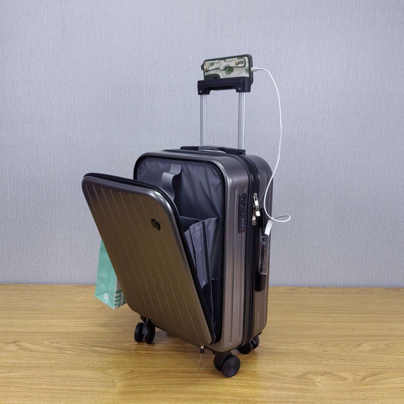 Front Pocket Carry on Luggage with Cup Phone Holder USB Charging Port – Suitcase and Trolley Luggage price