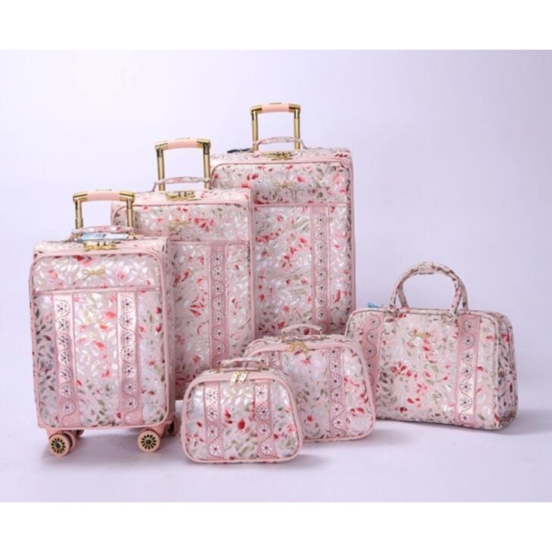 New Fashion China Factory Wholesale Polyester/ Nylon/PU/Soft/Waterproof Light Weight Luggage Set Trolley Travel Rolling Suitcase – PU Leather Luggage and 6PCS in 1 Set PU Suitcase price