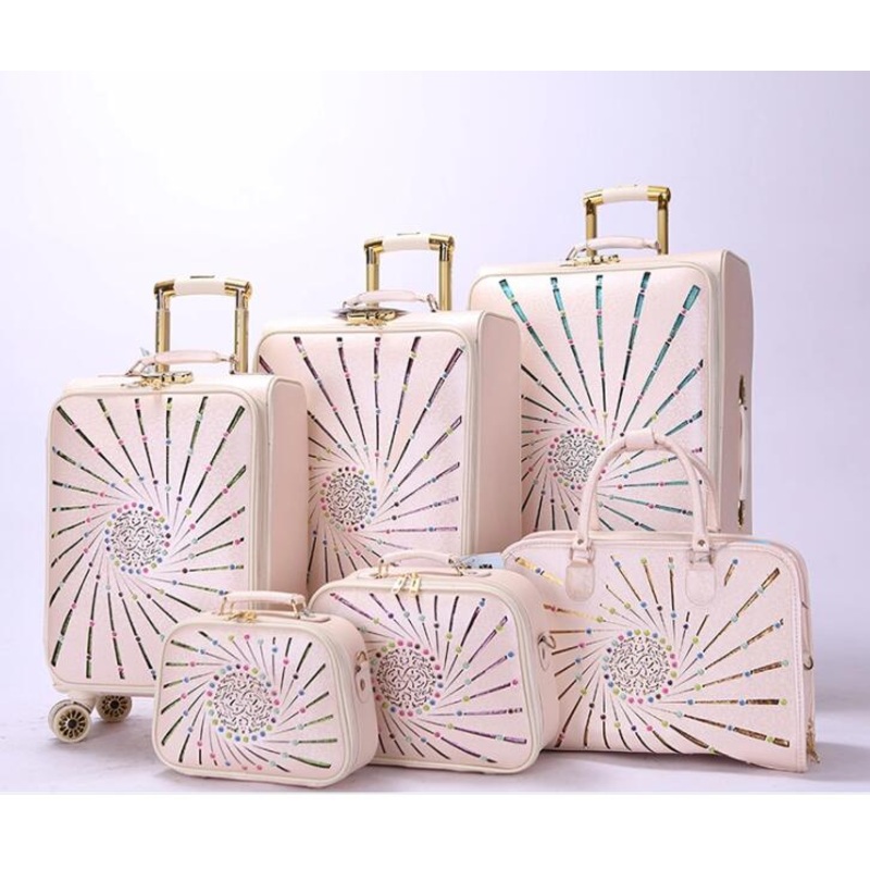 High Quality 6 PCS Set PU Leather Trolley Luggage Suitcase Hand Made Fashion Vintage Luggage – Vintage Luggage and Leather Trolley Luggage Suitcase price