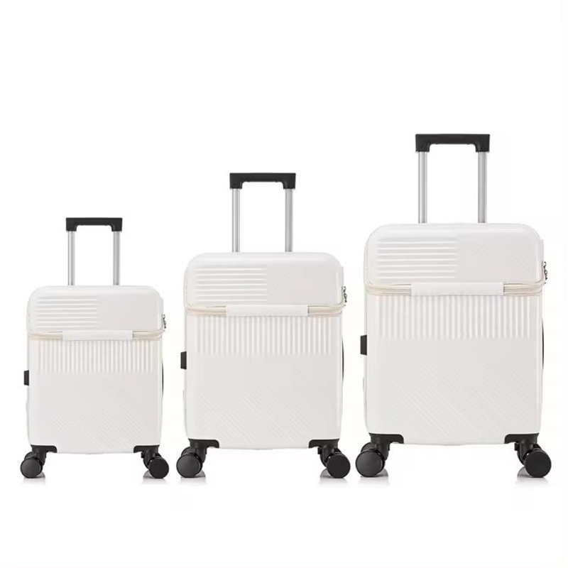 New Design Front Opening Luggage Fashion PC Suitcase White Travel Luggage Sets – Suitcase Set and Luggage Set price