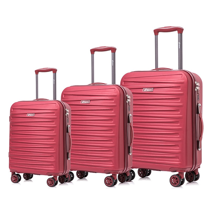 Wholesale 3 Pieces Red ABS 8 Wheel Luggage Trolley Travel Suitcases Set – Suitcase Set and Luggage Set price