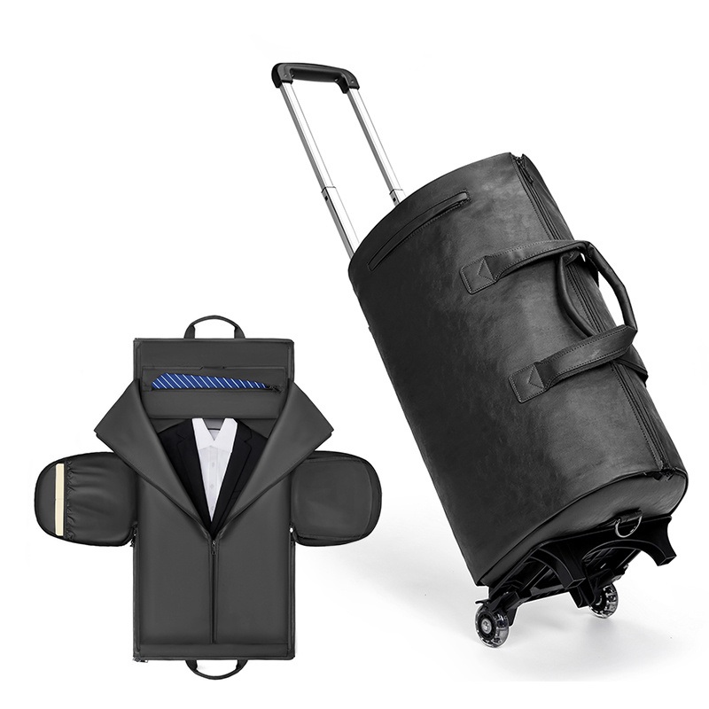 Factory Wholesale Custom Wheeled Garment Trolley Suit Bag Duffle Suitcase Overnight PU Leather Travel Duffle Bag – Factory Bag and Wholesale Bag price