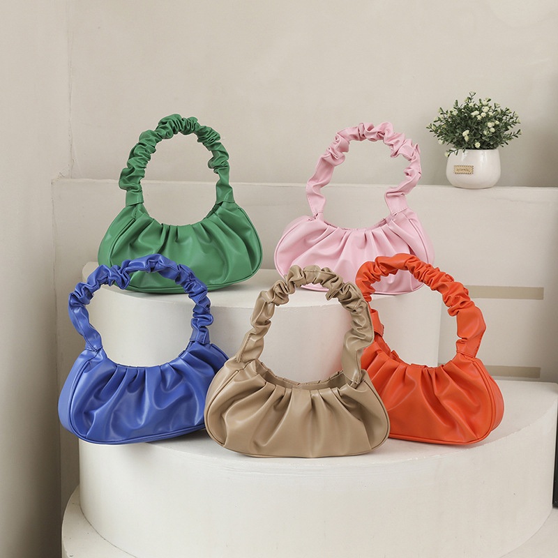 Hot Sale Korean One-Shoulder Storage Cute Bag Fashion Cloud Bag Pleated Portable Storage Underarm Bag – Hand Wallets and Hand Wallet price
