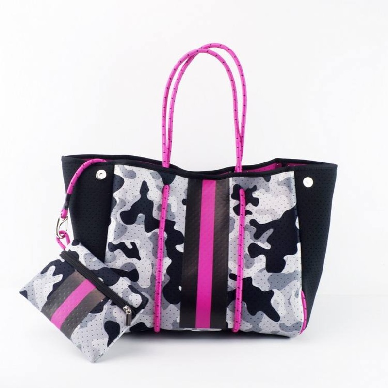 Fashion Camouflage Stripe Designer Neoprene Wholesale Beach Handbag Waterproof Neoprene Beach The Tote Bag – Hand Bag and Shoulder Bag price