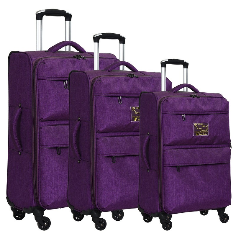 Purple Fabric Trolley Storage Travel Bags Polyester Zipper Spinner Wheel Sport and Leisure Luggage Set OEM ODM Foldable Personal Handle Bags – Trolley Bags and Polyester Luggage price