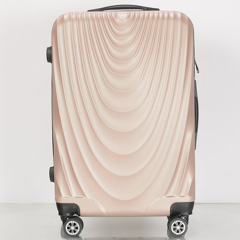 Champagne Travel Luggage with Curved Lines ABS Hard Shell Valise – Wholesale Travel Luggage and Luggage price