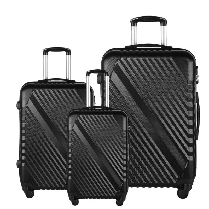 3 PCS Black Customs Zipper Lock ABS 20 24 28 Inch Suitcase Travel Luggage Set – Trolley Bags and Trolley Case price