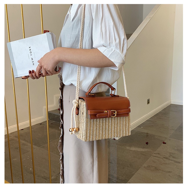 Summer Fashion Ladies Beach Hasp Braided Handbag Women Shoulder Crossbody Bag Girls Weave Purse – Hand Bag and Shoulder Bag price