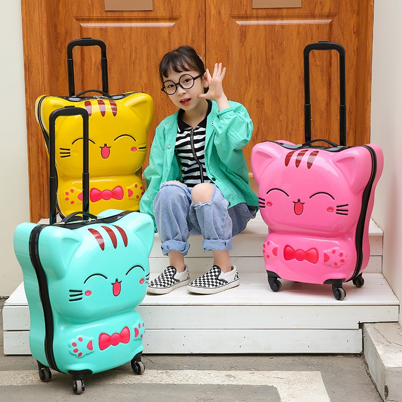 2023 New Listing Cat Images 18 Inch PC Kids Luggage Travel Trolley Children Suitcase 3D Print Kids Trolley Bag Kids Luggage Set – Luggage and Luggage Set price