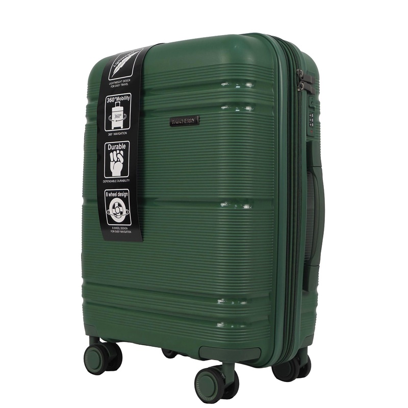 Dark Green PP Customised Luxury Travel Zipper Suitcase Designer Trolley Luggage – Factory Supplier Suitcase and Lightweight Universal Travel Suitcase price