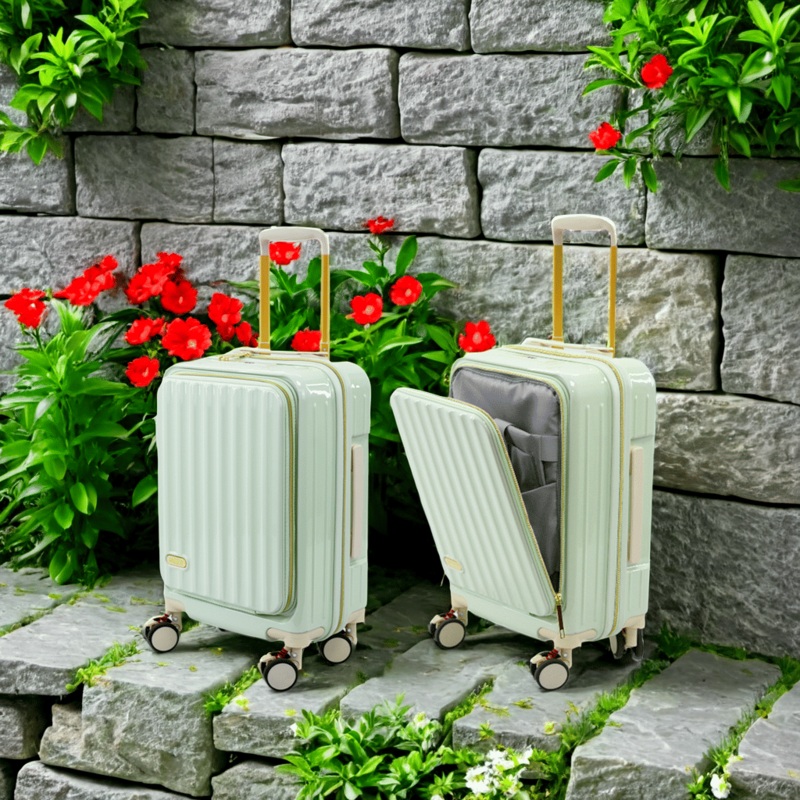 Ready to Ship PC Luggage Trolley Laptop Suitcase with Spinner Bake Wheels Cup Holder – Best Travel Business Luggage and Trolley Front Opening Luggage price