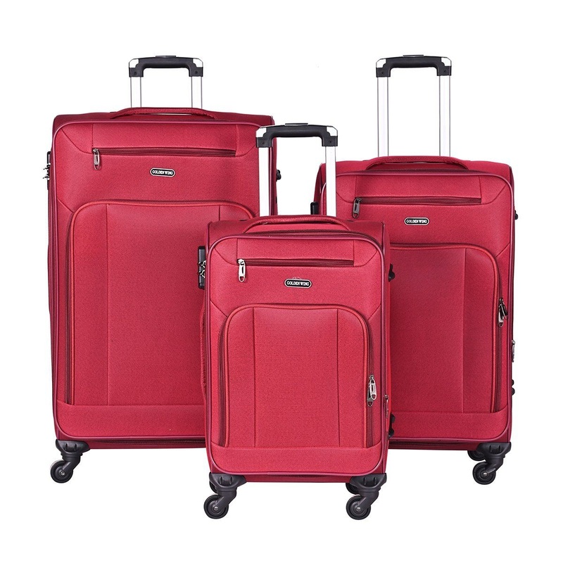 Red Trendy Aluminium Trolley Handle Fabric Luggage Check-in Expandable Extra Capacity Suitcase Bag for Gift Promotion Double Zip – Luggage and Polyester Luggage price