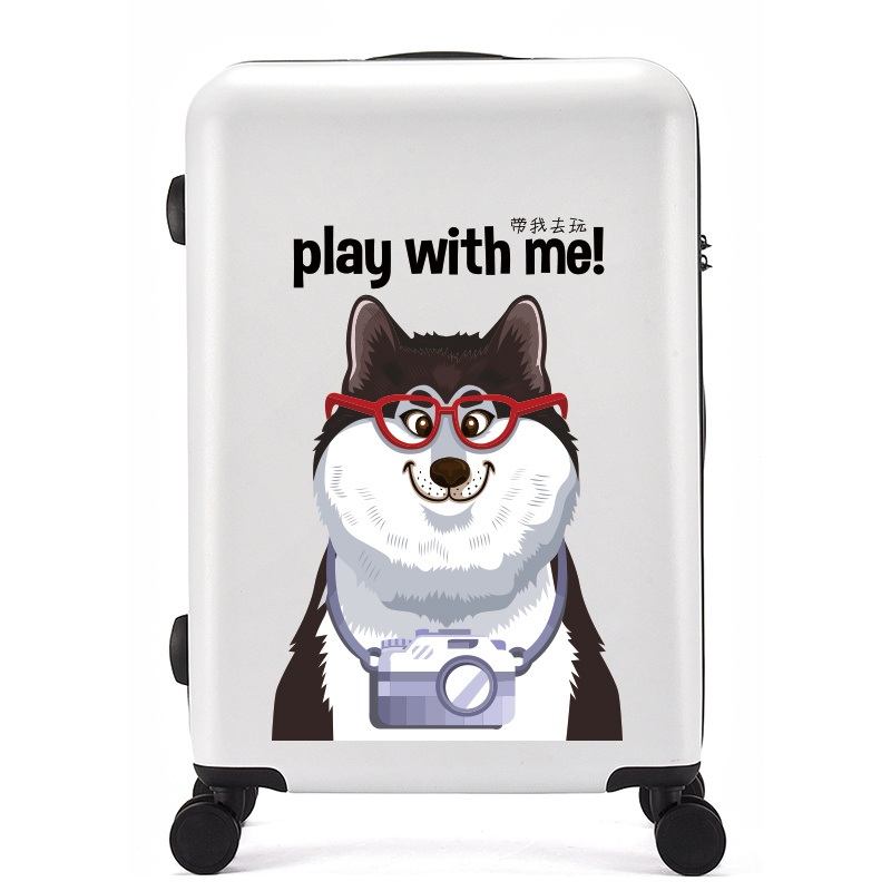 ABS+PC Fashion Trend Luggage White Color Cartoon Dog Design Pictures Customized Suitcase – ABS + PC Luggage and Fashion Luggage price