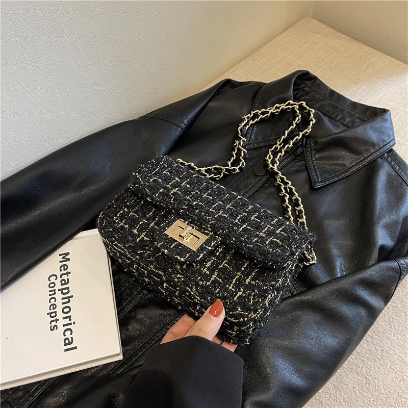 Famous Brand Designer Tweed Classic Flap Small Woman Crossbody Bag Ladies Chain Handbags New Fashion Womens Shoulder Bags – Shoulder Bag and Lady Shoulder Bag price