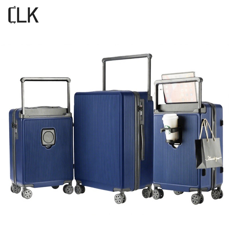 Wide Trolley Luggage 20inch Suitcase with Cup Holder Charger Tsa Luggage Strap White Hard Suitcase – Cabin Suitcase and Travel Suitcase price