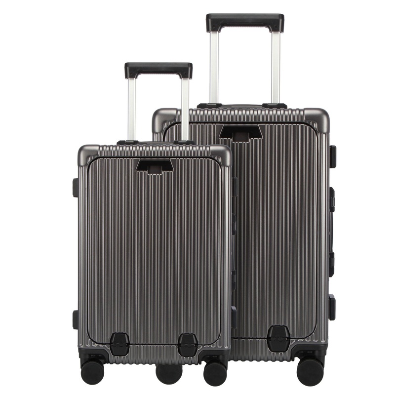Aluminum Frame Carry on Luggage 20 24 Inch Front Open Design Travel Spinner Wheel Suitcase Hardside Trolley Case USB Charging Port, Cup & Phone Holder – Carry on Luggage and Carry-on Suitcase price