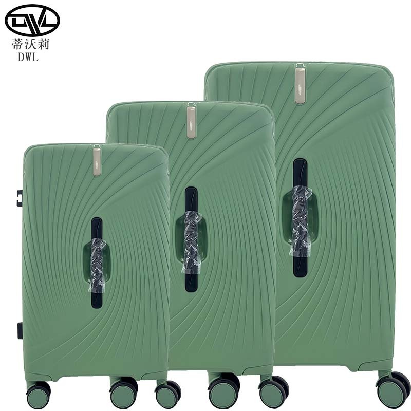 Customized 3-Piece Silent Spinner Luggage Set High Quality PP Simple Trolley Suitcase – Luxury PP Zipper Travel Suitcase and 2025 Striped Design Luggage Set 3 Pieces price