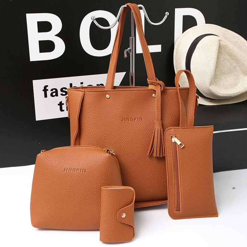 Best-Selling Trend Lychee Cross Messenger Mother Bag 4-Piece Set Handbags for Women Fashion Bag Package PU Single Square Nylon – Shoulder Bag and Lady Shoulder Bag price