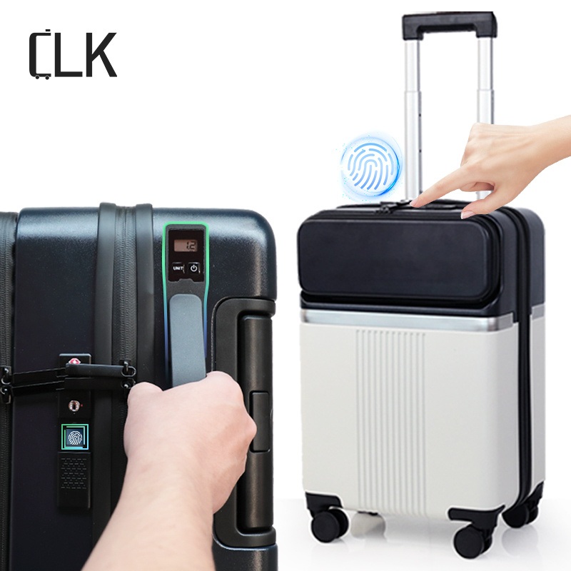 Clk Custom Double Color Matching Front Open Boarding Case Smart Fingerprint Lock Suitcase with Weighing Handle – Suitcase and Luggage price