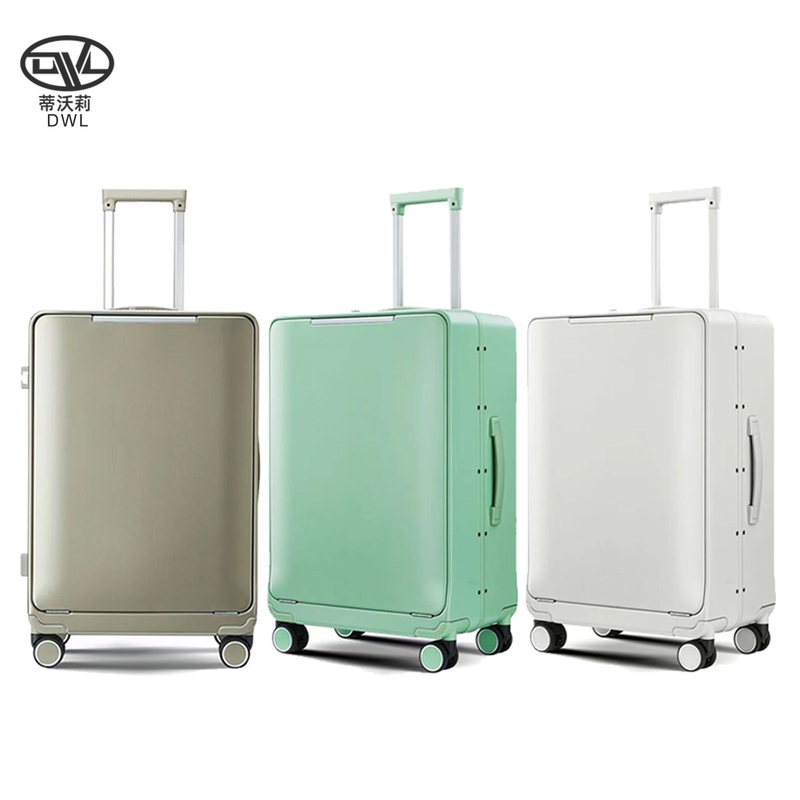 New Aluminum Frame Carry-on Luggage Front Opening Suitcase with Double Silent Wheel Trolley Pocket Compartment Suitcase for Travel Weekend – Zipperless Tsa Lock Luggage Box and Aluminum Frame Luggage price