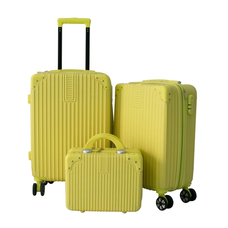Yellow ABS 3 PCS Modern Luggage Traveling Bag Trolley Suitcase Luggage Sets – Factory Supplier Luggage Set and Wholesale Suitcase Set price