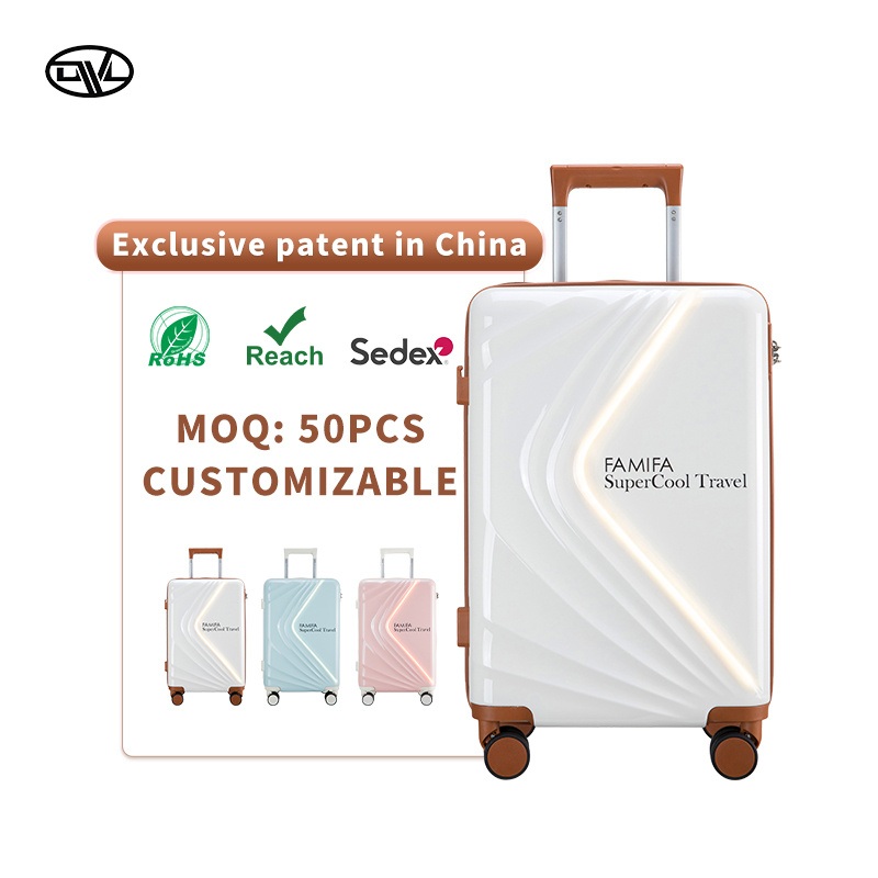Compact Trolley Boarding Luggage Shine Your Travel with Integrated Charger LED Light – Customized Logo Trolley Luggage and New Arrivals 2025 LED Light Suitcase price