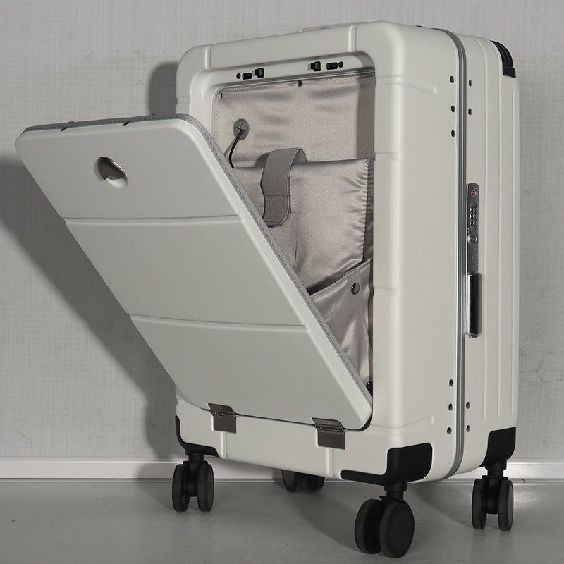 Front Open Travel Luggage Aluminum Frame USB Charger Cup Holder – Wholesale Travel Luggage and Luggage price