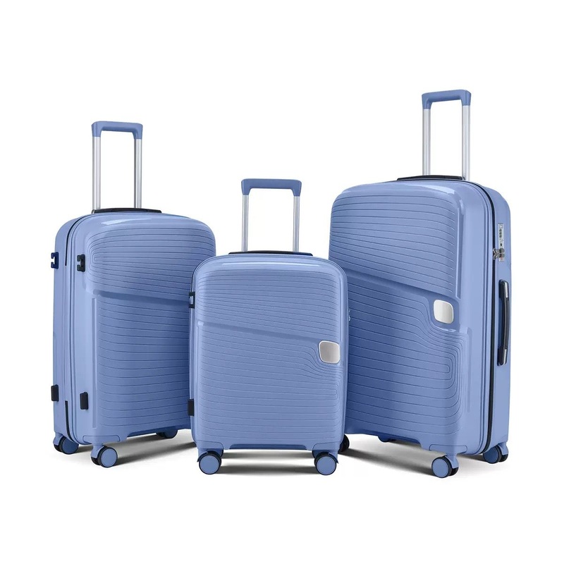 Durable Lightweight PP Luggage Middle Size Trolley Suitcase with Explosion-Proof Zipper – Luxury PP Zipper Travel Suitcase and 2025 Striped Design Luggage Set 3 Pieces price