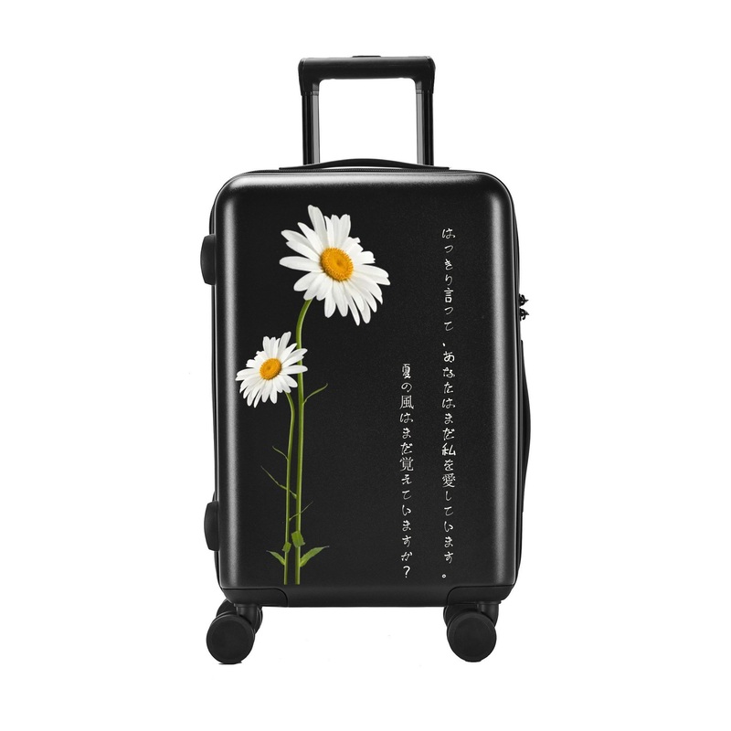 Hot Sell ABS+PC Luggage Black Color Daisy Design Business Travel Suitcase – ABS+PC Lugggae Set and Printing Lugggae Set price