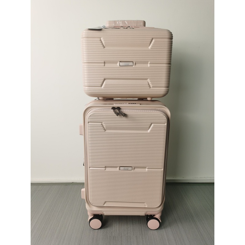 Factory Custom Expandable 2 Piece Luggage Set Front Open ABS 14+20 Suitcase – Business Front Pocket Luggage with Laptop Bag and Carry on Checked-in Travel Front Luggage price