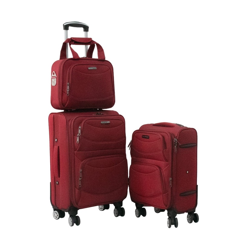Factory Wholesale Red 600d Soft Fabric Trolley Travel EVA Luggage Set – EVA Luggage Set and Polyster Luggage Set price