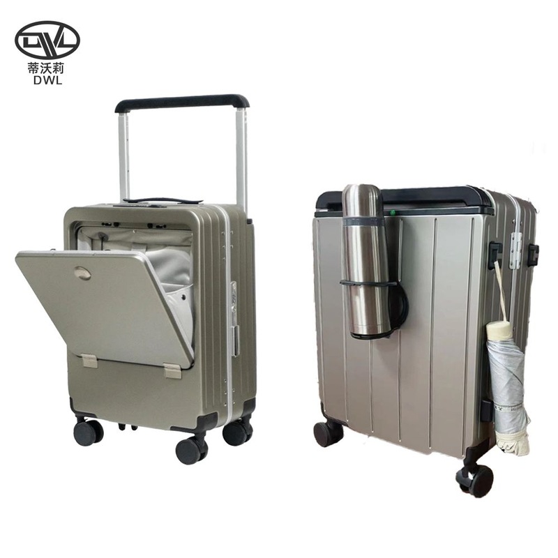 Front Open Luggage Laptop Pocket Hardside Wide Trolley Suitcase Multifunctional Travel Luggage – Plastic Suitcase and Suitcase Set Manufacturers price