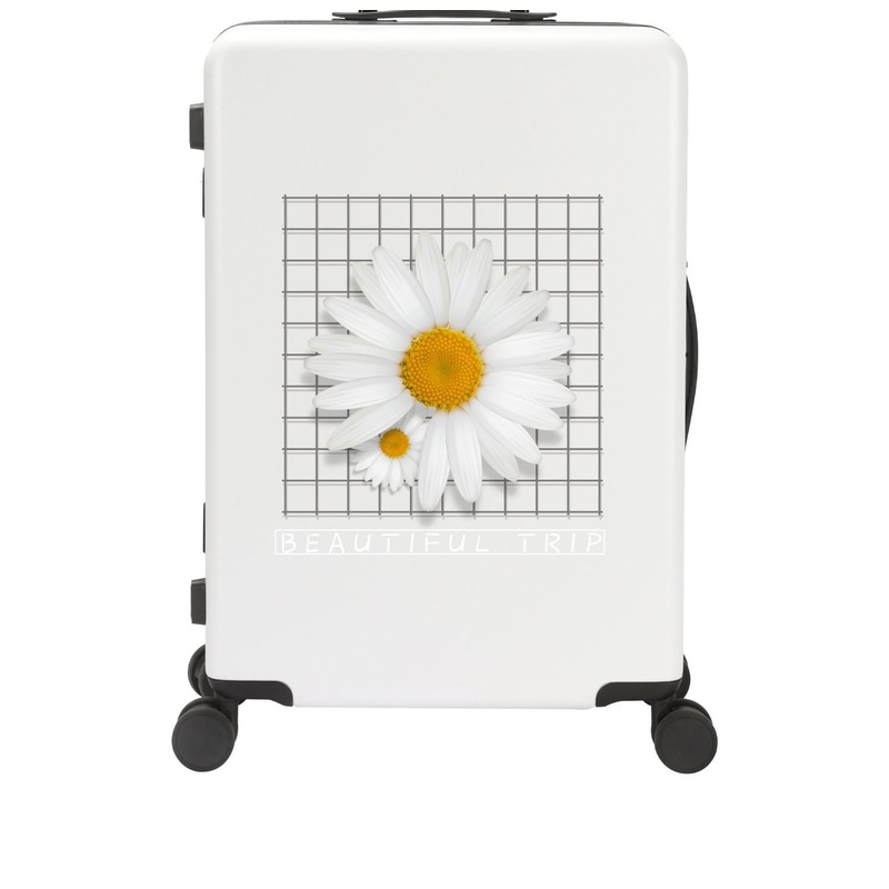 Rolling ABS+PC Luggage White Color Daisy Design Travelling Business Suitcase – Customized Lugggae Set and Printing Lugggae Set price