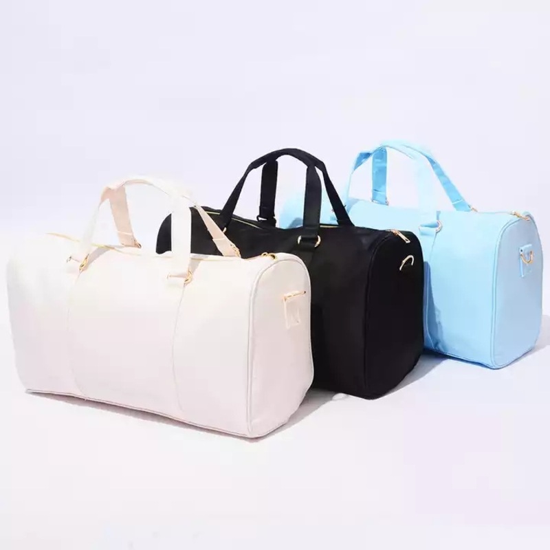 in Stock Brand New Ice Blue Durable Nylon Personal Name Weekend Bag Overnight Carry on Tote Bag with Inner Pocket Sports Fitness Duffle Bag – Trolley Bag and Luggage Bag price