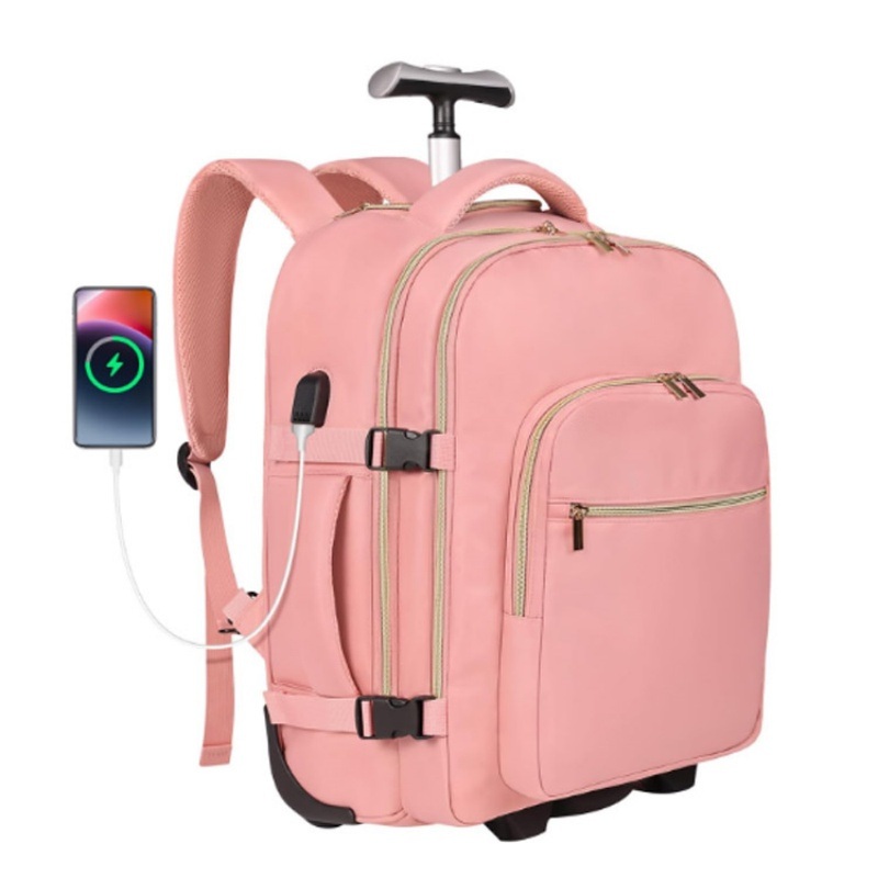 Premium Lightweight 17-Inch Business Trolley Laptop Travel Backpack with Wheels Rolling Multiple Compartments – Trolley Travel Backpack and Business Trolley Travel Backpack price