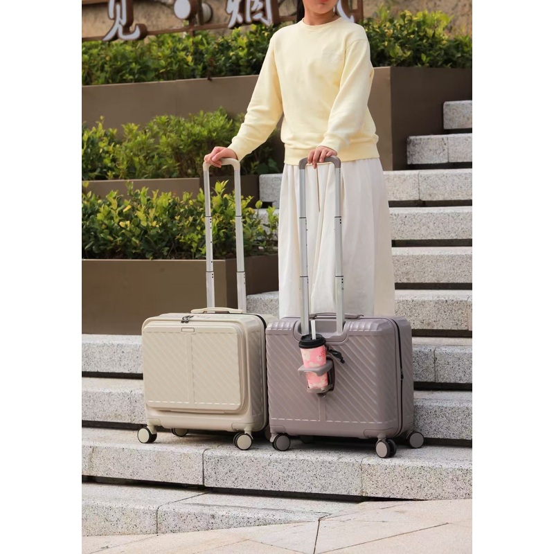 Reliable Business Luggage 18 Inch Compact Expandable Cup Holder Stock Suitcase – Customized Logo and Color Trolley Luggage and ABS Suitcase Luggage 18inch price