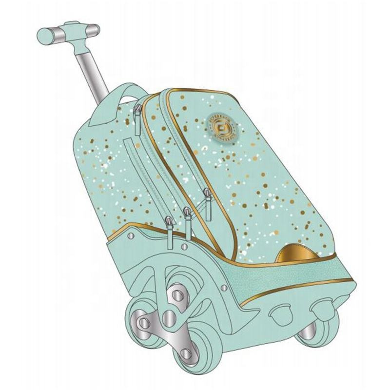 School Trolley Bag 19 Inch Turquoise 5 PCS Set Trolley Tri Wheel Climbing Stairs – Trolley Bag and Trolley Schoolbag price