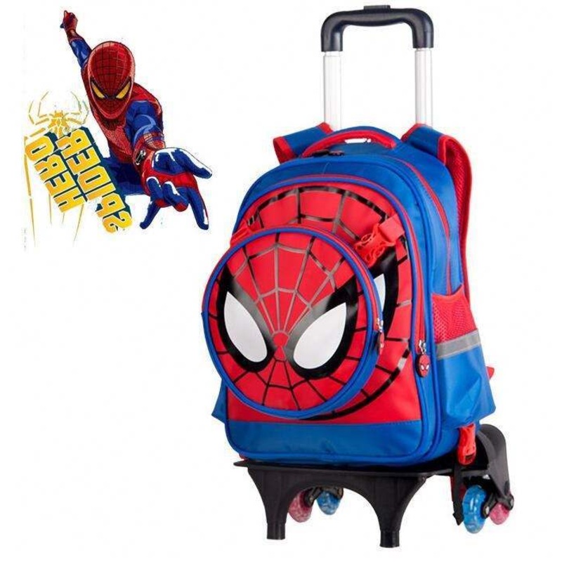 Cartoon Detachable Children Trolley School Bag with Three Wheel Spiderman Trolley Backpack – Trolley Bag and Trolley Schoolbag price