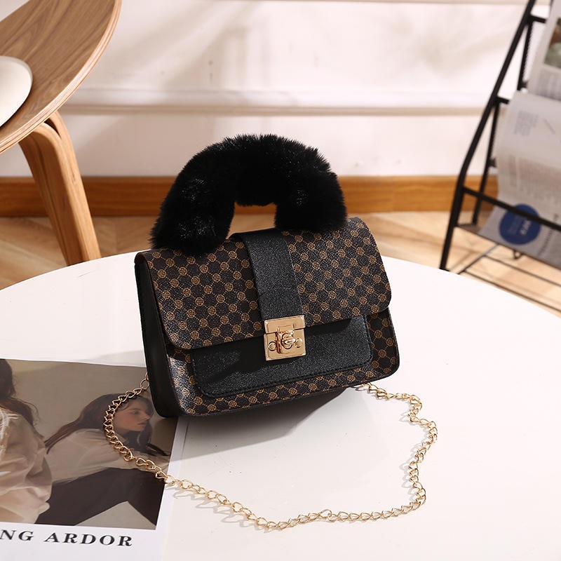 2025 Luxury Mini Handbag Plush Small Square Polyester Leather PU Casual Printed Messenger Bag Zipper Closure Cross Lady Summer – Hand Bag and Shoulder Bag price