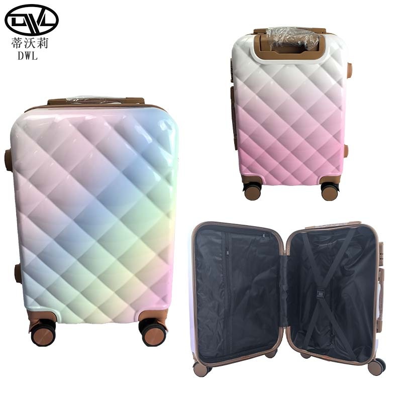 Unisex Gradient Rainbow Design 20 Inch Durable Lock Suitcase Underseat Daily Glossy Suitcase for Travelling – Carry on Luggage on Double Wheels and 2025 Dwl New Design Hard Suitcase price