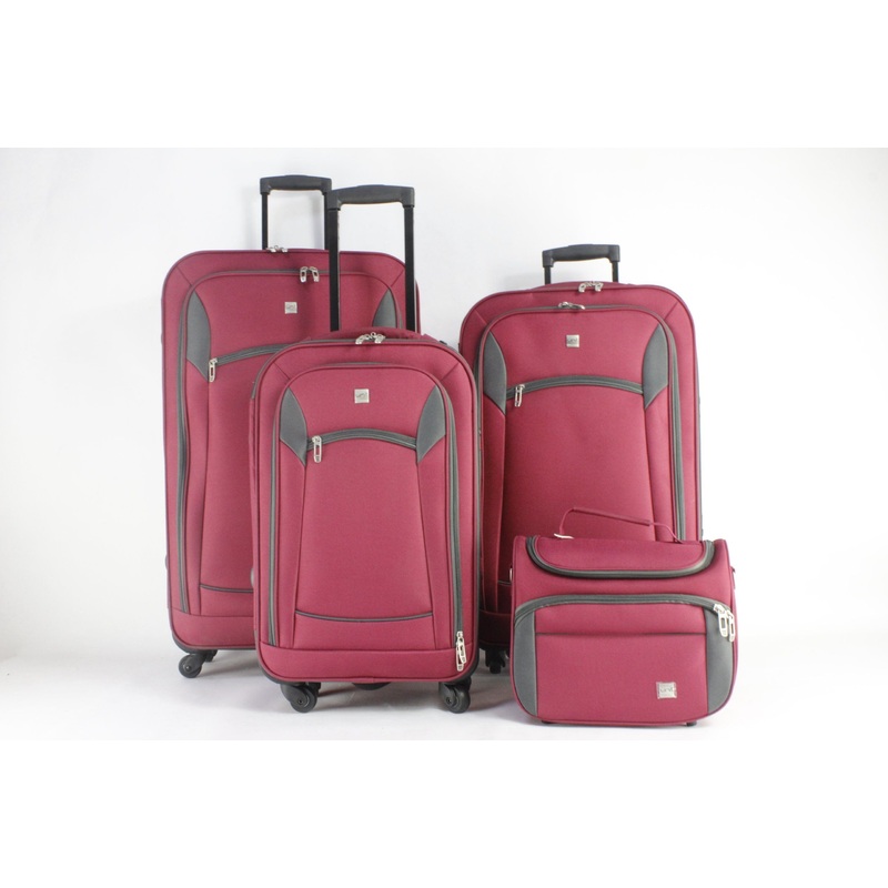Own Factory Cheapest Red Color 4 Wheels Suitcase Soft Trolley Luggage Set – Luggage and Trolley Luggage price
