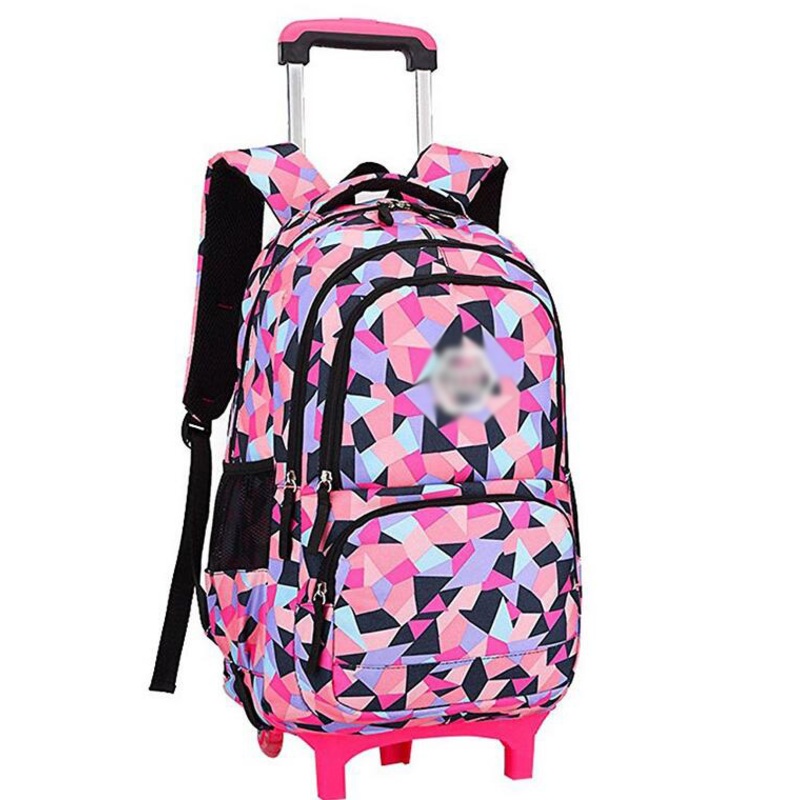 Geometric Figure Kids Rolling Carry on Luggage School Backpack Trolley Bag – Trolley Bag and Backpack Bag price