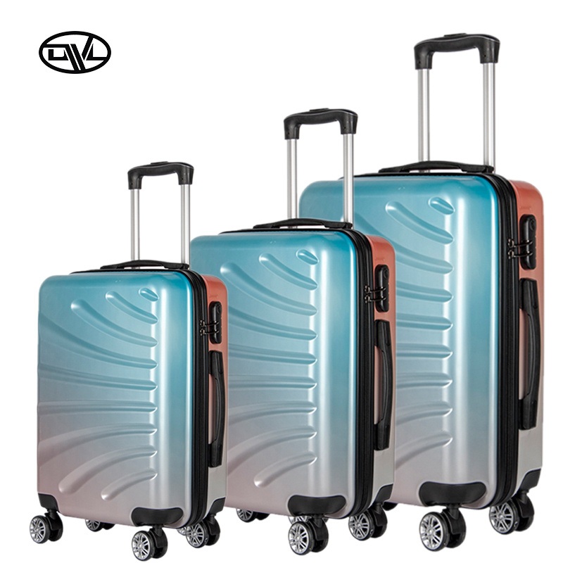 Professional Gradient Color ABS Cheap Luggage Set 3 Piece Good Quality Suitcase Waterproof on Double Wheels for School Trip – Cheap ABS Luggage Set for School Trip and Travel Luggage Set 3 Piece price