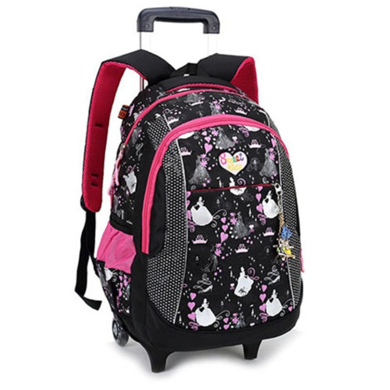Kids Lovely Children Girls Wheel Trolley Rolling School Bag – School Trolley Bag and Trolley School Bag price