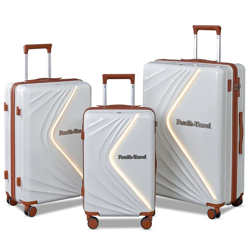 Hot Sale Lightweight LED Lighting Ykk Zipper Luggage with Lining Fabric USB Port – Customized Logo Trolley Luggage and New Arrivals 2025 LED Light Suitcase price