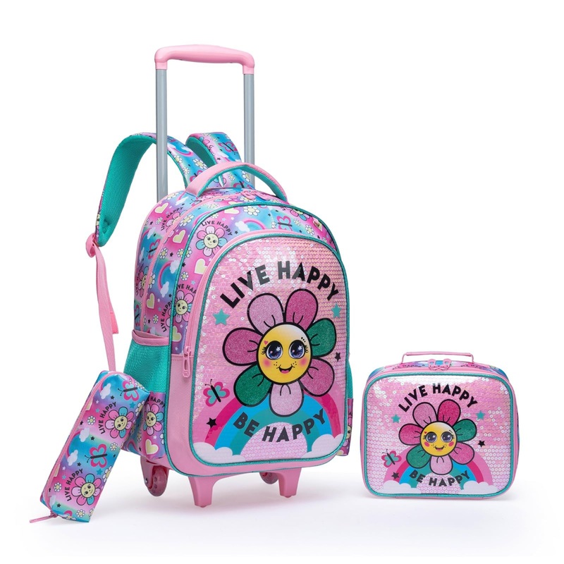 Kids Rolling Mermaid Backpack for Girls Trolley Suitcases Luggage Travel with Wheels Bookbag Wheeled 3PCS Roller Backpacks Toddler Tote Bag Back Pack – Rolling Backpack and Trolley Backpack price