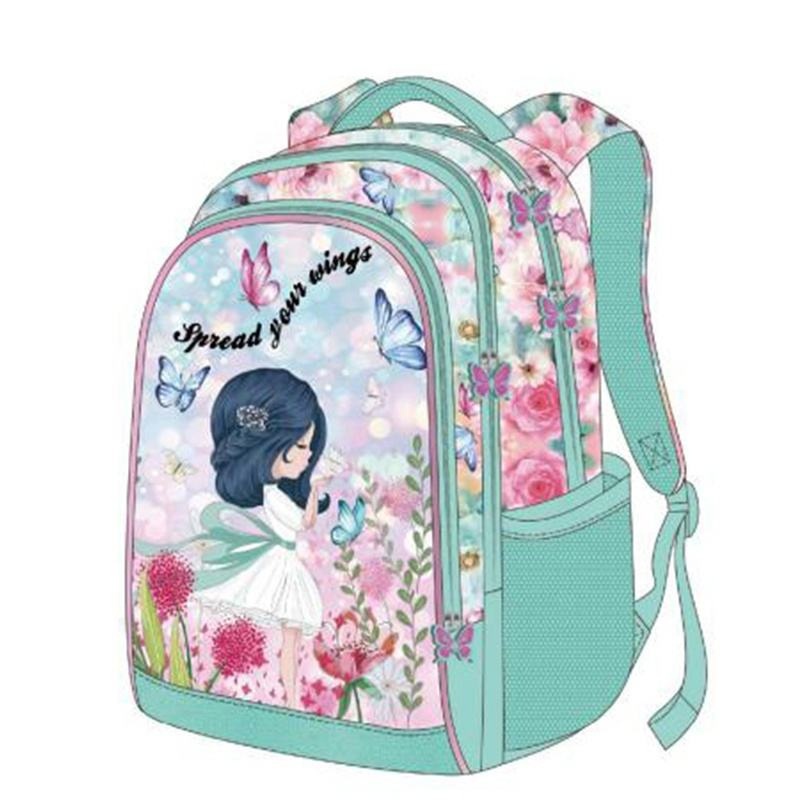 Custom Sublimation Softback Backpack Cartoon Buttery Girls Lightweight Trolley School Bag Backpack – Trolley Bag and Trolley Schoolbag price
