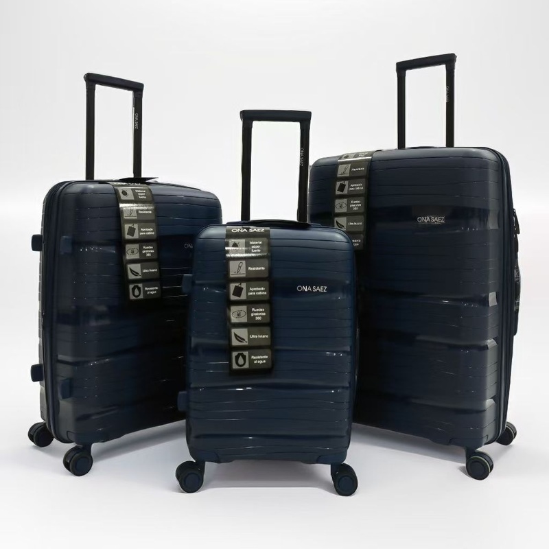 3PCS Black 100% PP Luggage with Double Wheels Business Luggage Support OEM – Black Business Luggage and Double Wheels Suitcase Luggage price