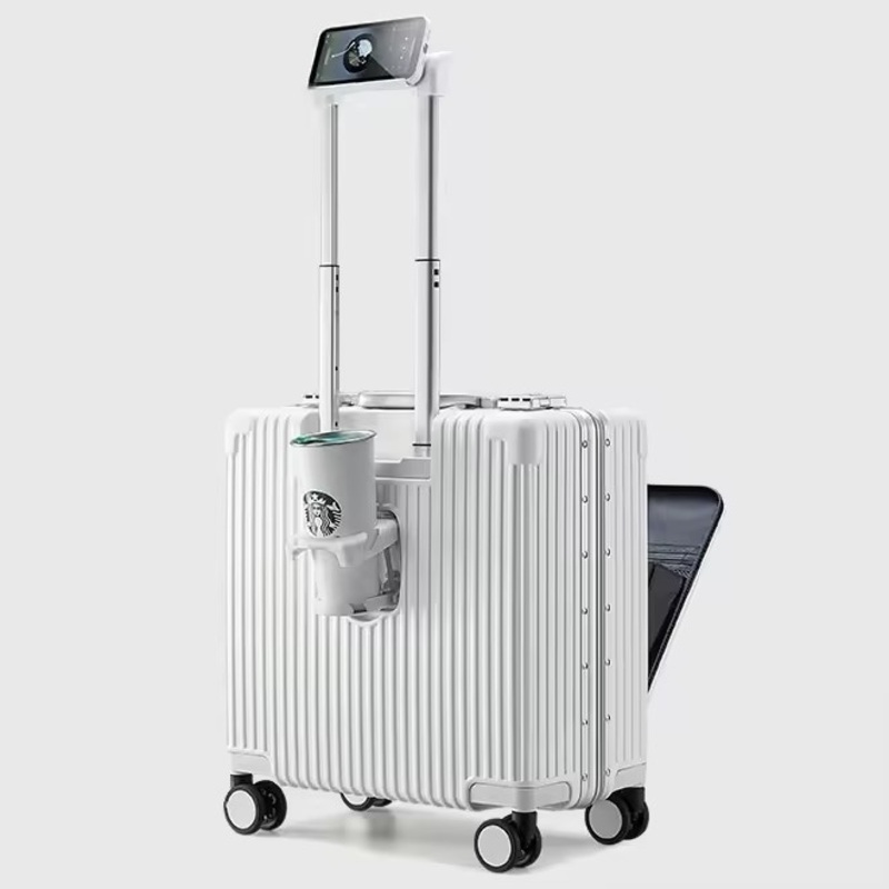Front Open Suitcase Multi-Functional USB Rechargeable Aluminum Frame Trolley Case Suitcase – Travel Trolley Bag and Trolley Luggage price