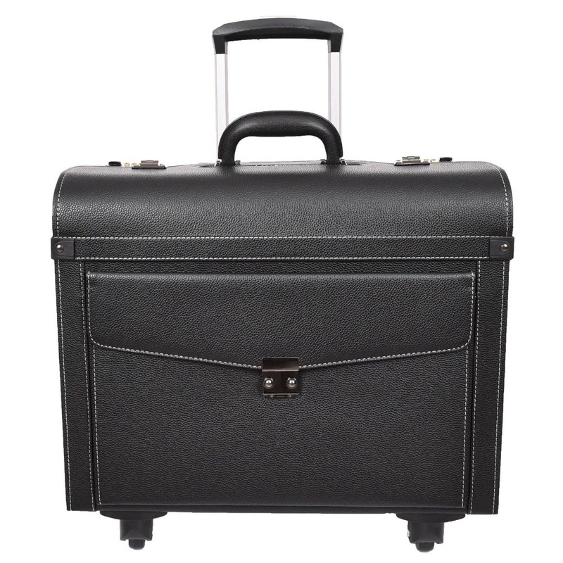 Hot Selling PU Leather Black Multifunctional Pilot Case with 4 Wheels Suitcase Boarding Luggage for Business – Pilot Case and Leather Pilot Case price